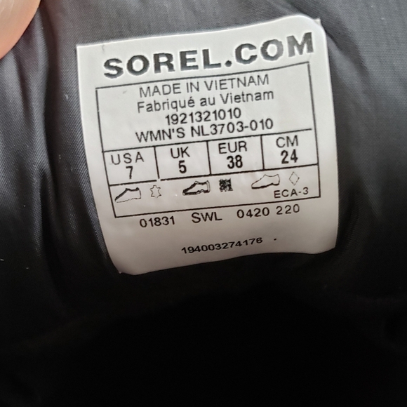 Sorel Black Lennox Street Leather Hiking Boots Winter Snow Lace up SZ 7 - Picture 5 of 6